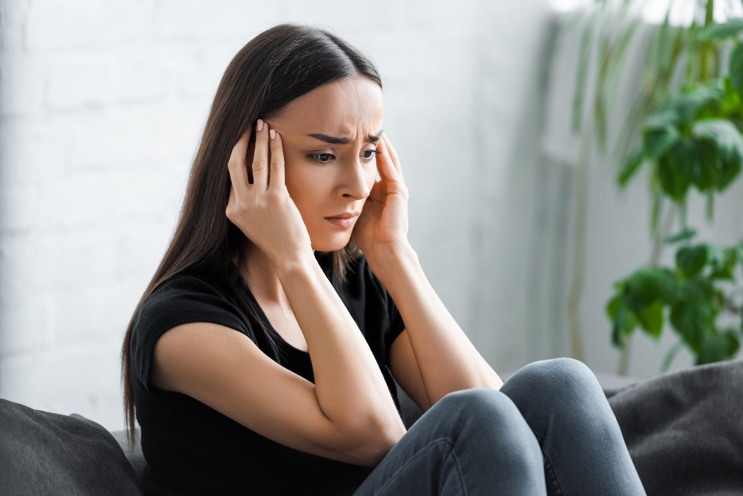woman showing signs of stress