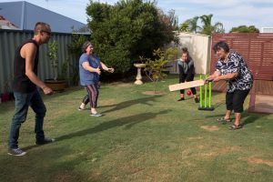 backyard cricket at xmas