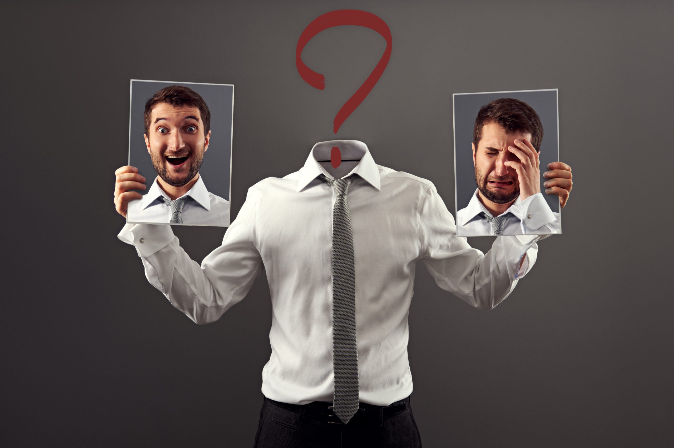 Learn 5 Ways to Manage Stress for Better Mental Health 5 man holding happy and sad pictures of his face